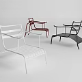 Modern Metal Outdoor Chairs With Armrests In White Red And Black