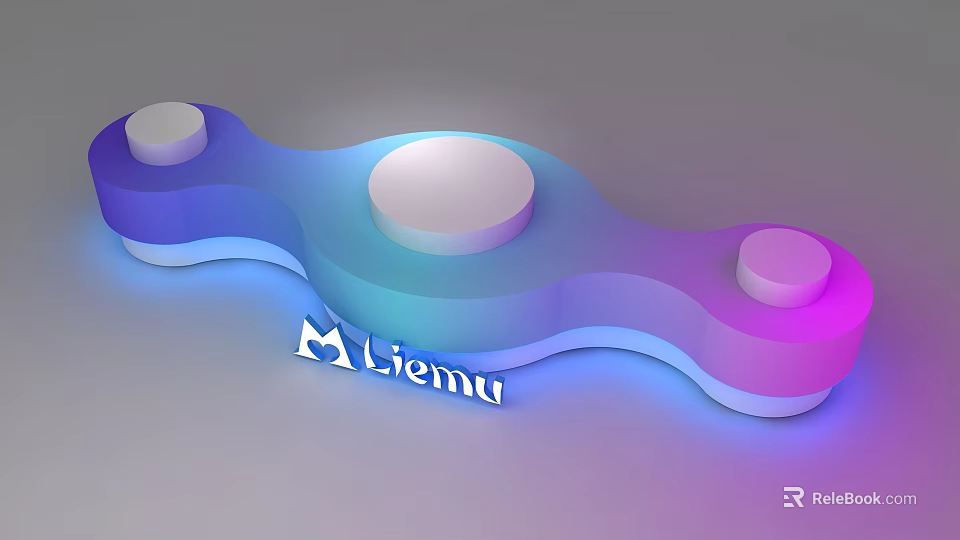 Display Shelves with Wave Design White Circular Platforms Blue Purple Gradient Lighting Effect for M Liemu 3d model 