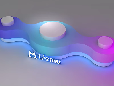 Display Shelves with Wave Design White Circular Platforms Blue Purple Gradient Lighting Effect for M Liemu 3d model