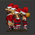 Cartoon Game Movie Characters Wearing Red Christmas Hats And Colorful Costumes