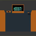 Industrial Control Equipment With Orange Stands Blue Main Body And Display Screen