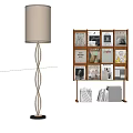 Modern Floor Lamp Bookshelf Books 3d model