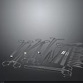 Metal Surgical Instruments Including Scissors Forceps And Scalpels Arranged Neatly On Black Background