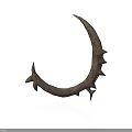 Crescent Shaped Ancient Weapon With Sharp Spikes And Intricate Design