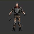 Game Movie Character Wearing Camouflage Uniform With Tactical Vest Helmet And Armor Gear