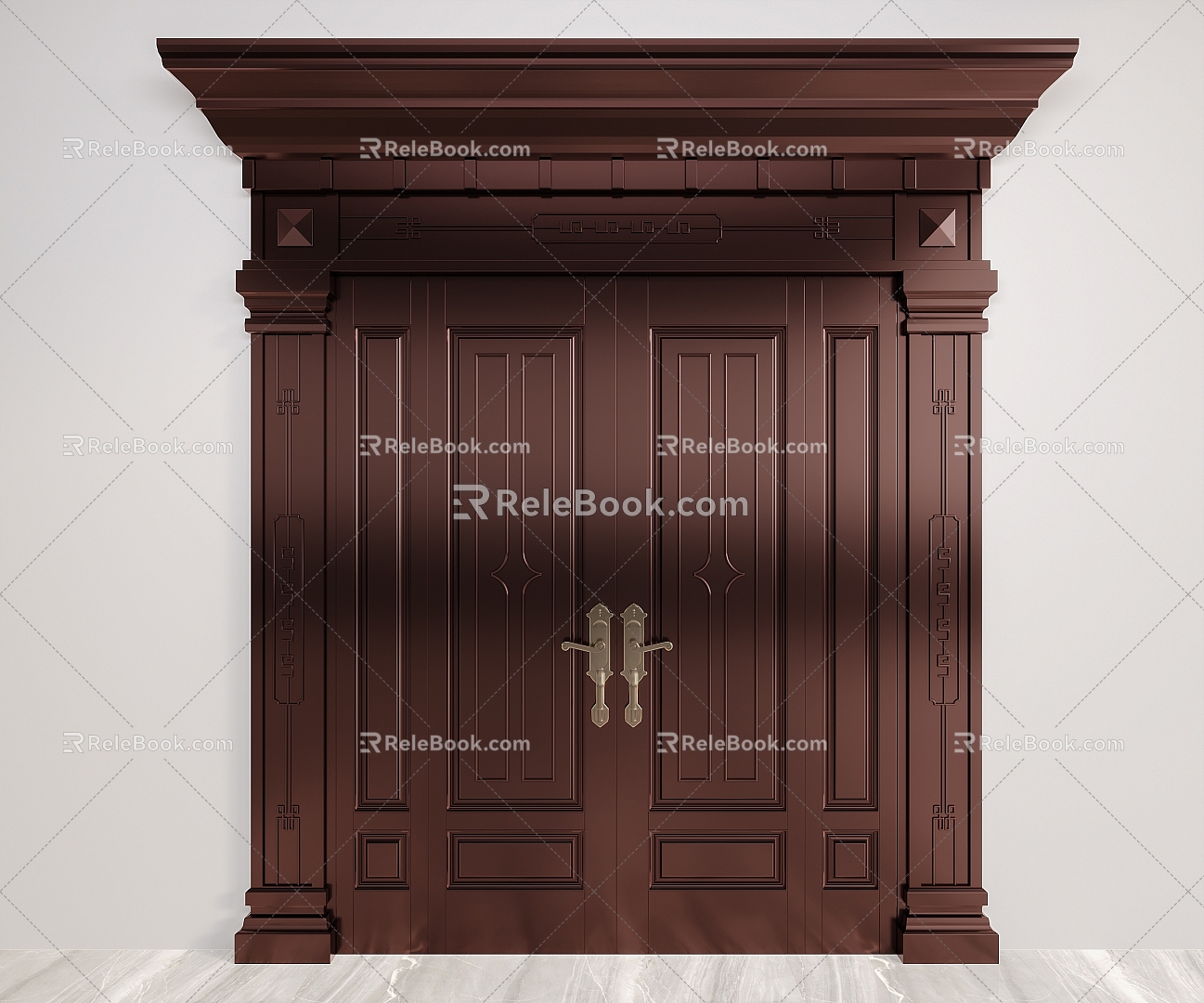 Chinese-style bronze gate 3d model