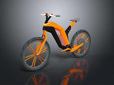 Sleek Modern Bicycle With Orange Frame Black Wheels Aerodynamic Design And Reflective Accents 3d model