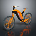 Sleek Modern Bicycle With Orange Frame Black Wheels Aerodynamic Design And Reflective Accents