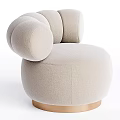 Modern Beige Single Sofa With Rounded Armrests Plush Seat And Golden Metal Legs