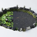Circular Water Fountain With Stone Border Water Lilies And Koi Fish