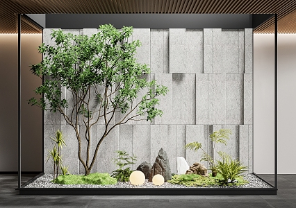 Indoor landscape landscaping courtyard sketch plant pile dry landscape 3d model