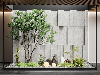 Indoor landscape landscaping courtyard sketch plant pile dry landscape 3d model