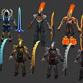 Game And Movie Character Design Collection With Diverse Costumes And Weapons