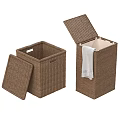 Woven Household Storage Baskets With Lids And White Towel Inside