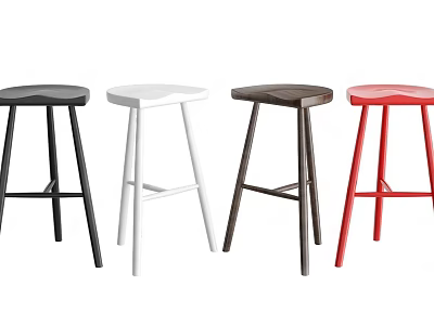 Modern Minimalist Bar Stools In Black White Brown Red For Home Kitchen Bar 3d model