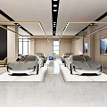 Modern Car Dealership Showroom With Luxury Cars And Interior Displays