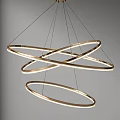 Stylish Modern Golden Interlaced Circular Ring Chandelier with Illuminated Hanging Design