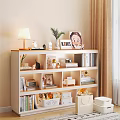 Modern Open Bookcase With Books Decorative Items Plants Lamp And Storage Boxes 3d model