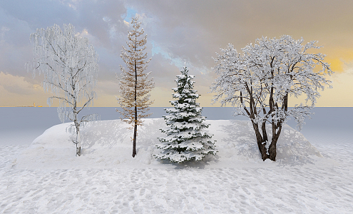 Modern tree snow 3d model