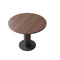 Stylish Round Dining Table With Wooden Top And Black Metal Base