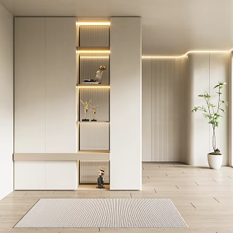 modern shoe cabinet cream porch partition wardrobe 3d model
