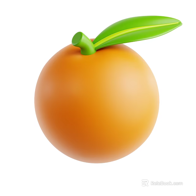 Fresh Orange Fruit With Green Leaf And Round Shape Appearance 3d model 