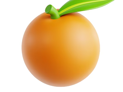 Fresh Orange Fruit With Green Leaf And Round Shape Appearance 3d model