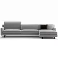 Modern Gray Sectional Sofa With Chaise Lounge And Dark Throw Pillow 3d model