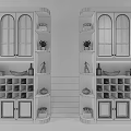 White Modern Wine Cabinet With Glass Doors Wine Bottles Glasses And Decorative Items