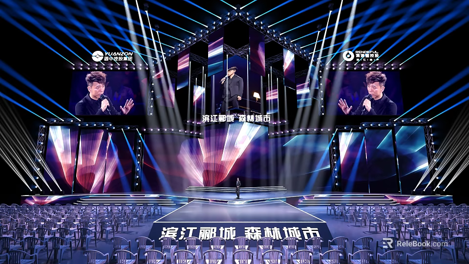 Grand Variety Show Stage With Lights And Screens 3d model 