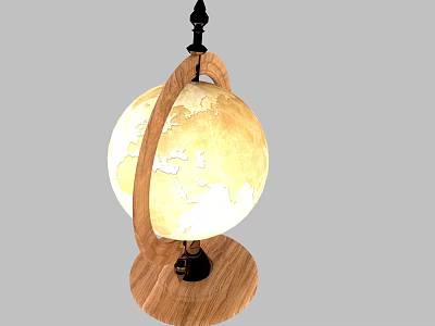 Globe Ornament Decorative Set With Wooden Stand And Illuminated Design 3d model