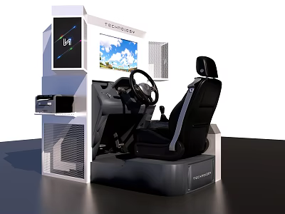 Interactive Entertainment Driving Simulator With Steering Wheel Display Screen And Comfortable Gaming Seat 3d model