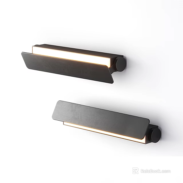 Sleek Modern Dark Colored Rectangular Wall Lamps With Illuminated Strip Design 3d model