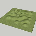 Square Green Lawn With Undulating Hills And Lush Grass Surface 3d model