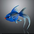 Animated Blue Fish Character 3D Model With Purple Eyes Red Lips And Shiny Scales