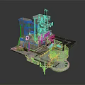 Unique Miniature Building Model With Multi Level Structure And Mixed Material Design Details