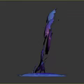 Fantasy Tree with Blue Purple Gradient Canopy Purple Trunk and Falling Petals on Blue Base