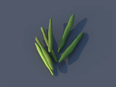 Organic Fresh Green Beans Scattered on Gray Background with Natural Look 3d model