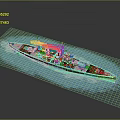 Naval Warship Weapon Sailing on Blue Sea with Large Main Battle Cannons