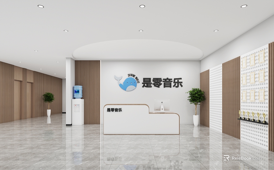 Music School Reception Area Modern Interior With Greenery 3d model 