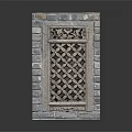 Traditional Intricate Brick Carved Furniture With Geometric Pattern Lattice Design