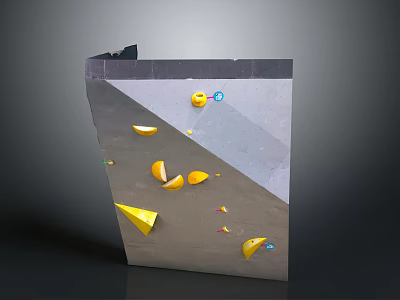 Natural Stone Wood Interior With Yellow Geometric Shapes And Blue Dots 3d model