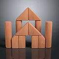 Educational Wooden Building Blocks with Triangle Rectangle and Cylinder Shapes for Kids Play
