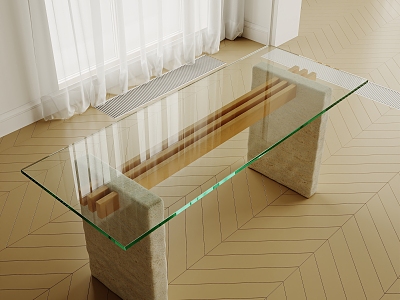 Dining Table Stone Table Glass Table Acrylic Table Log Dining Table Solid Wood Dining Table Dining Table Chair Combination Quiet Style Table Office Table 3d model