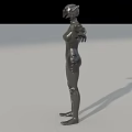 Game Movie Character In Black Tight Armor With Helmet Extended Arms Sci Fi