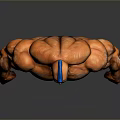 Muscular Game And Movie Character With Orange Skin Blue Patterns Spiked Head And Fierce Expression