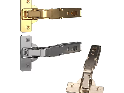 Different Metal Cabinet Hinges In Gold Silver And Bronze Colors 3d model