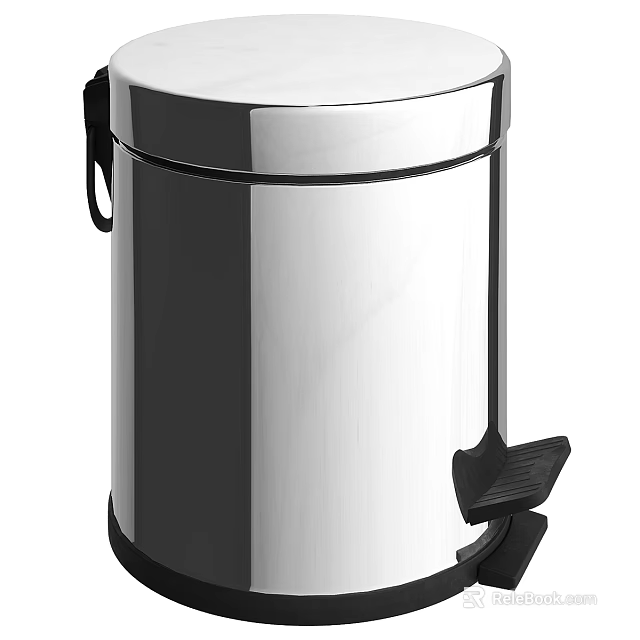 Stainless Steel Storage Basket With Foot Pedal And Side Handle 3d model 
