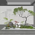 Indoor Landscape Design Featuring Decorative Tree Natural Stones Green Plants And Moss