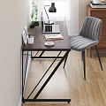 Modern Office Desk With Laptop Notebook Coffee Cup And Grey Chair In Workspace
